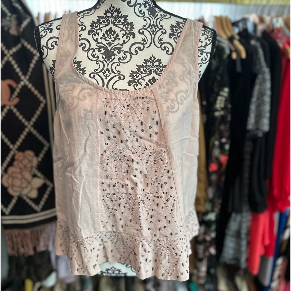 American Eagle peach and silver sparkle tank blouse